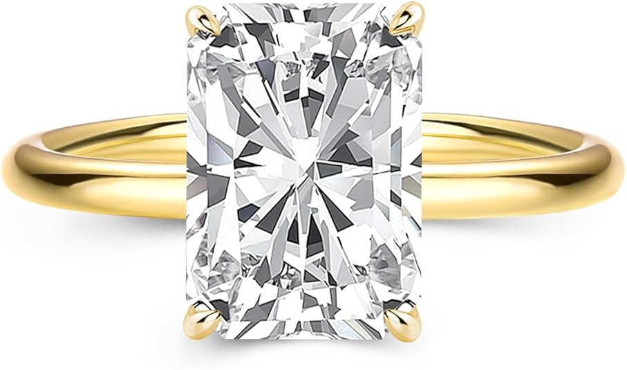 3.0CT Elongated Radiant Cut Moissanite Solitaire Engagement Ring for Women, S925 Sterling Silver Lab-Created D Color VVS1 Solitaire Promise Ring