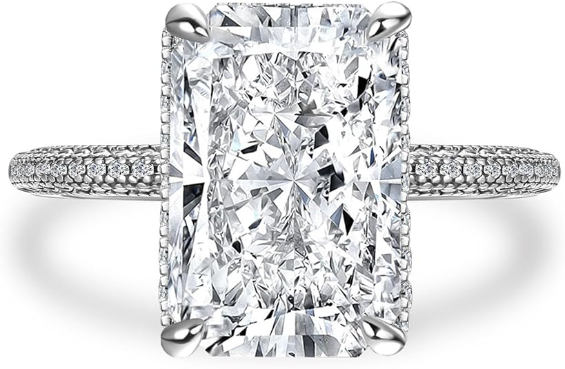 4.5CT Elongated Radiant Cut Engagement Ring for Women, 5A CZ Bridal Wedding Promise Ring, S925 Silver Jewelry