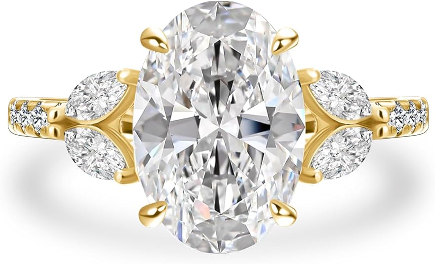 3.5 Carat Oval Cut Engagement Ring for Women, S925 Silver 5A Cubic Zirconia Ring for Women, Vintage-Inspired Design