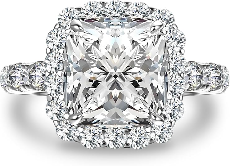 4.5 Carat Cushion Cut Engagement Ring for Women, 5A Cubic Zirconia Promise Ring in S925 Silver