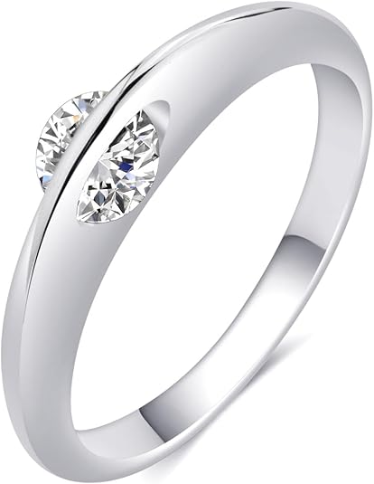 YSDD Single 0.5 Carat Moissanite Eternity Ring for Women, 925 Sterling Silver Planet Element Wedding Band, Interstellar Moissanite Rotatable Ladies Ring